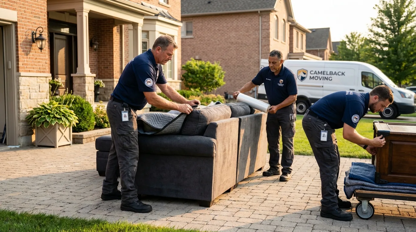 Large estate moving crew wrapping furniture in Loganville, GA